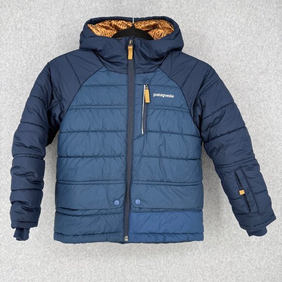 Patagonia Boys Pine Grove Jacket Size S 5/6 Navy Blue Winter Ski Outdoor Warm - Picture 1 of 15